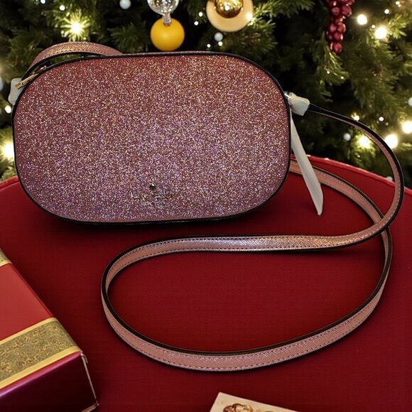 Kate Spade Handbags - Kate Spade Pink Glimmer Oval Camera Bag (NWT)